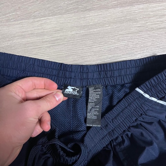 Y2K Starter Mens Navy Athletic Track Pants Elastic Drawstring Athletic Baggy - Picture 3 of 6